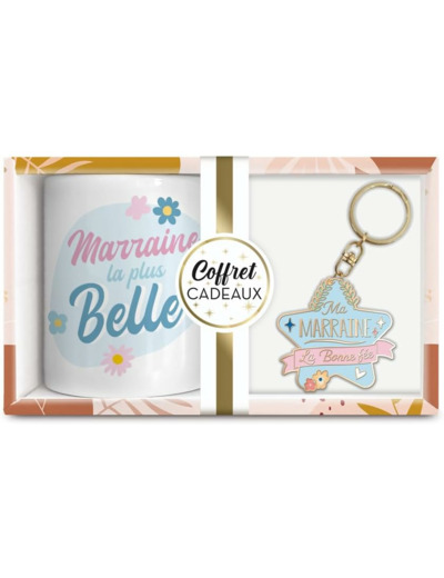 STC coffret mug et porte clés "Marraine"