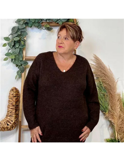 Z133. Pull Christy Grande Taille (marron)