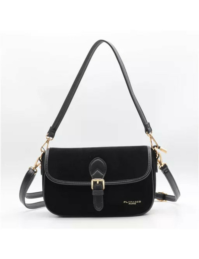 P390- 👜 Sac à main Flora & Co – Aspect daim (noir)