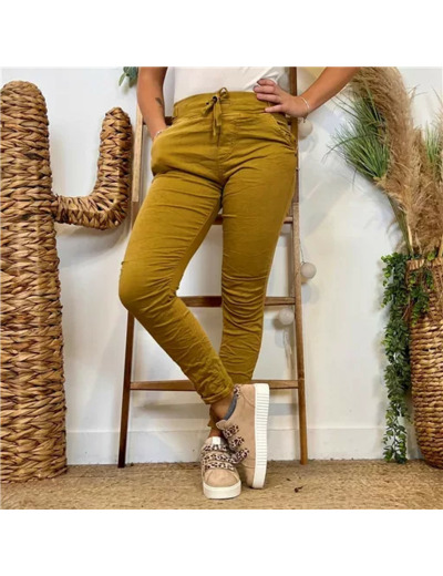 P070- Jean Melly.and.Co Taille élastiquée (Xs-Xl) (moutarde)