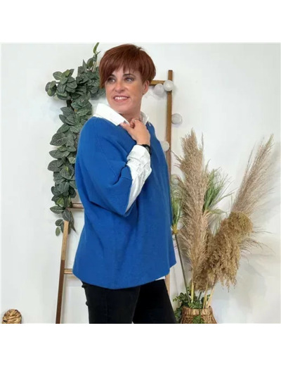 K545- Pull loose Crop-Top (Tu) (bleu royal)
