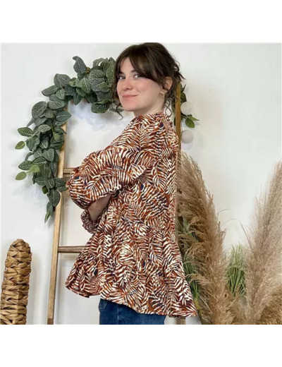 K040- Blouse By.One “Tendance” (T36-T38) (marron)