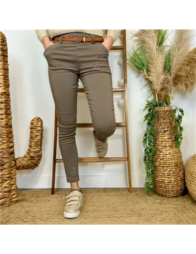 L799- Pantalon Stretch (T36-T46) 🇮🇹 (taupe)