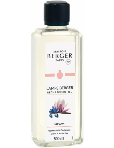 Maison Berger - Recharge Lampe Berger Liliflora - Prête à l'Emploi - Parfume et Purifie - Diffusion Fine, Homogène et Longue Durée - 500 ml