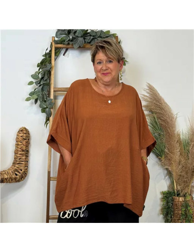Z138- Tunique Oversize 2 Poches 🇮🇹 (rouille)