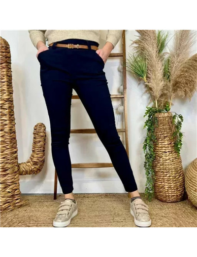 L799- Pantalon Stretch (T36-T46) 🇮🇹 (marine)