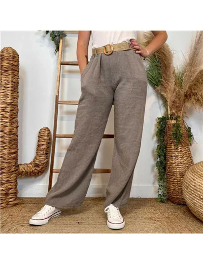L784- Pantalon coton + Ceinture (Tu)  🇮🇹 (taupe)