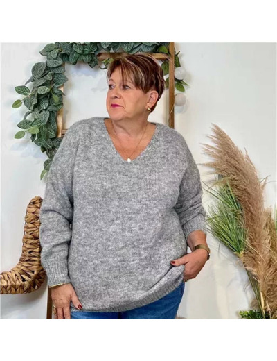 Z133. Pull Christy Grande Taille (gris)
