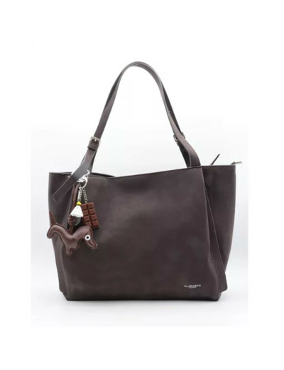 P401-Sac Shopping aspect daim Flora & Co (gris)
