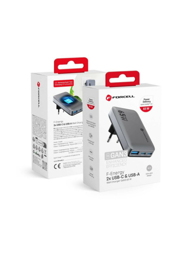 FORCELL F-ENERGY Chargeur mural ultra-fin 65W 2x USB-C USB-A