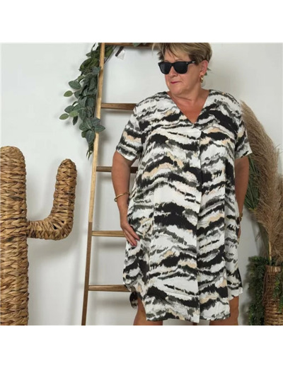 K150- Robe Christy "Marbré" (T44-T52) (noir)