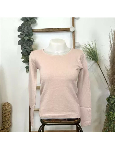 Y251- Pull Laine Cachemire "Tricotonic" (les T36&40) (rose poudré)