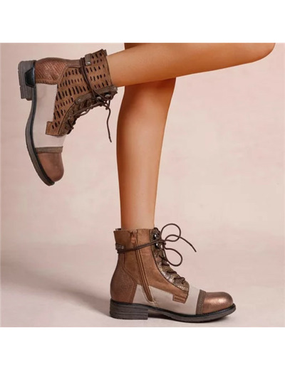 R396- Bottine Patchwork (T36-T42) (camel)