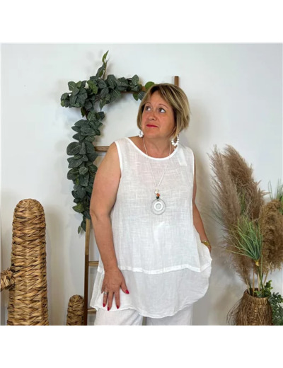 N818- Debardeur coton (Gt) (blanc)