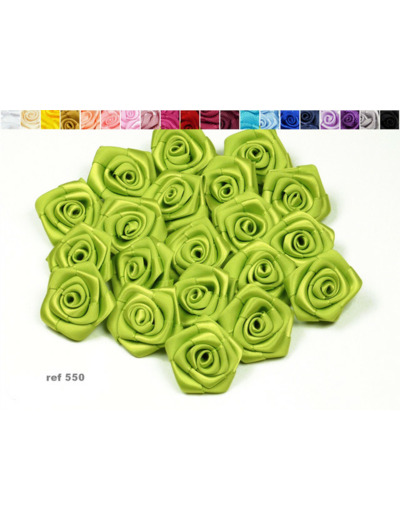 Sachet de 10 roses satin de 3 cm de diametre vert 550