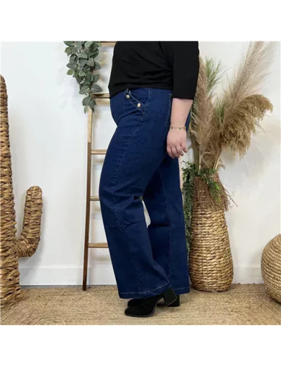 N017- Jean Flare Officier (T42-T50) (denim foncé)