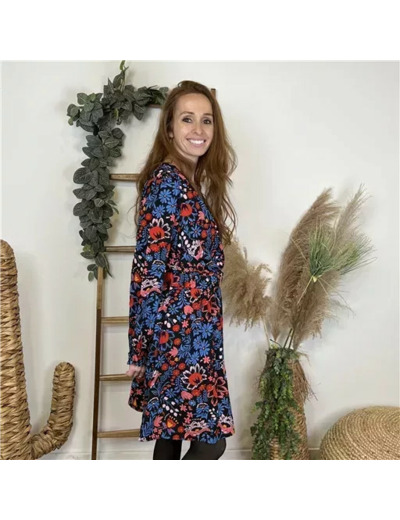L665- Robe By One "Bouquet" (T36-T40) (noir)
