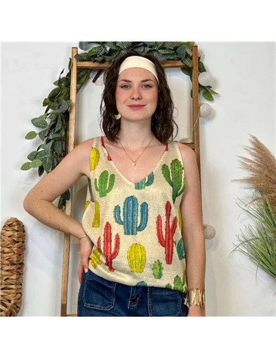 K117- Top imprimé Lurex (Tu) 🇮🇹 (multicolore)