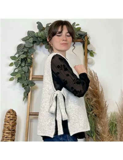 K031- Pull sans manches Noeuds (gris)