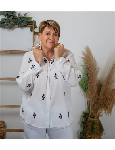 K535- Chemise coton "By One" (T40-T48) (blanc)