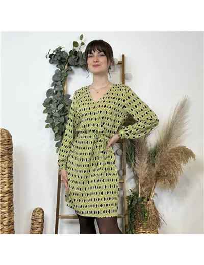 K591- Robe Akoz Losanges (T36-T42) (vert anis)