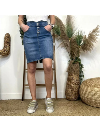L767- Jupe jean Voggo (T36-T44) (denim clair)