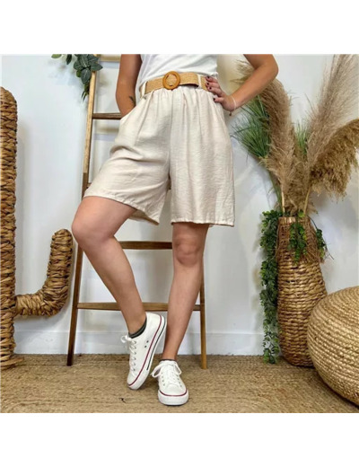 L727- Short Flou Ceinture (Tu) (beige)