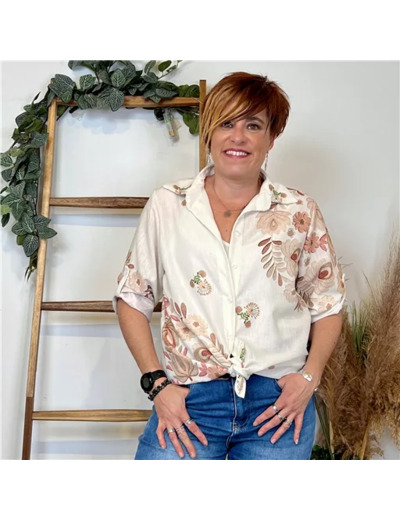 K328- Chemise Florale (Tu) 🇮🇹 (beige)