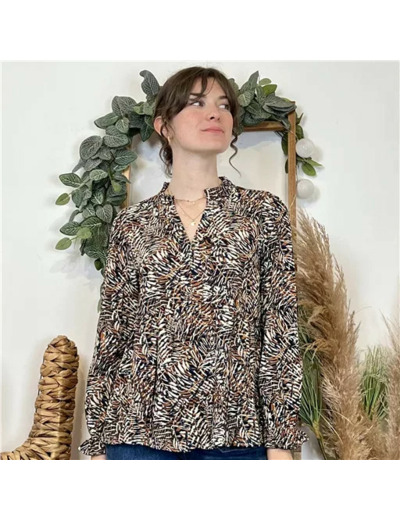 K040- Blouse By.One “Tendance” (T36-T38) (marine)