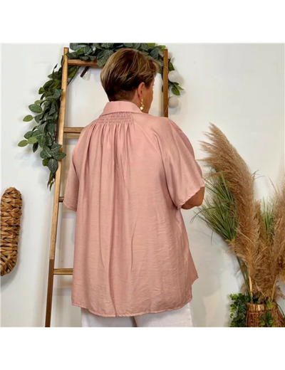 Z289- Chemise manches courtes (Gt) 🇮🇹 (rose poudré)