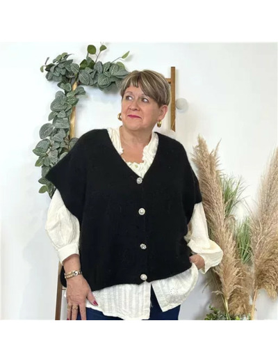 Z143- Gilet boutons fantaisies (Gu) (noir)