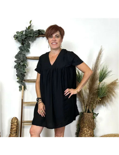 K130- Robe-Short unie (T36-T40) (noir)