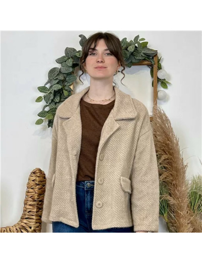 K054- Veste courte chevron (Tu) 🇮🇹 (beige)