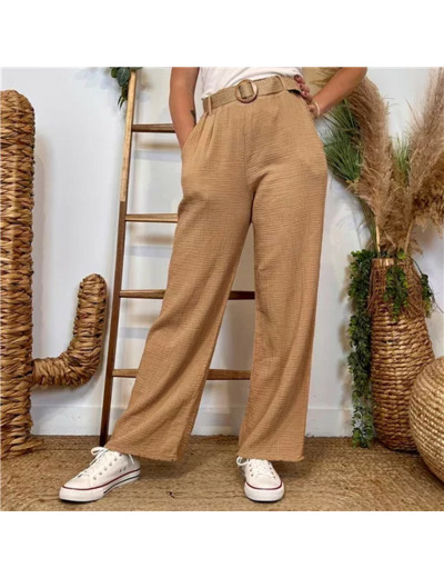 L784- Pantalon coton + Ceinture (Tu)  🇮🇹 (camel)