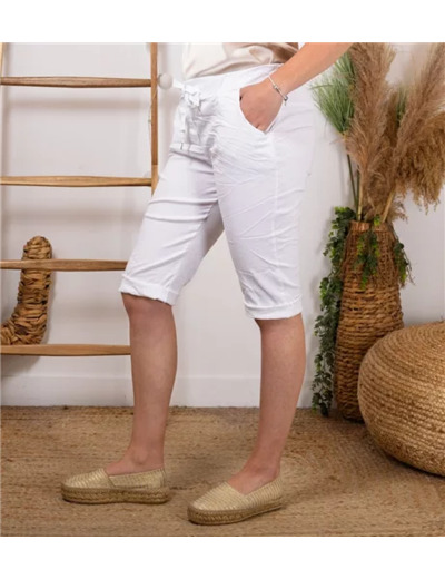 L729- Bermuda Coton Stretch (Tu) (blanc)
