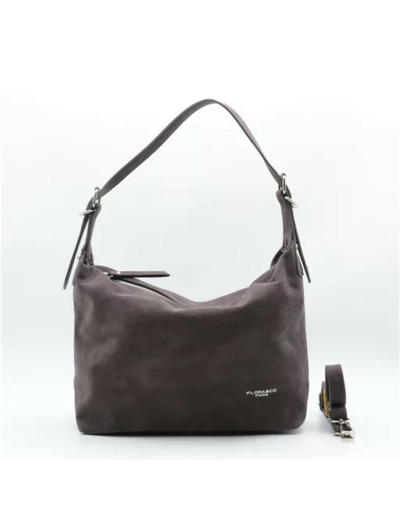P402- Sac besace aspect Daim Flora & Co (gris)