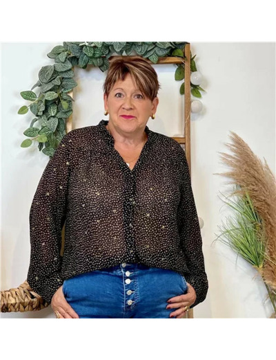 K070- Chemisier voilage By.one (T40-T48) (marine)