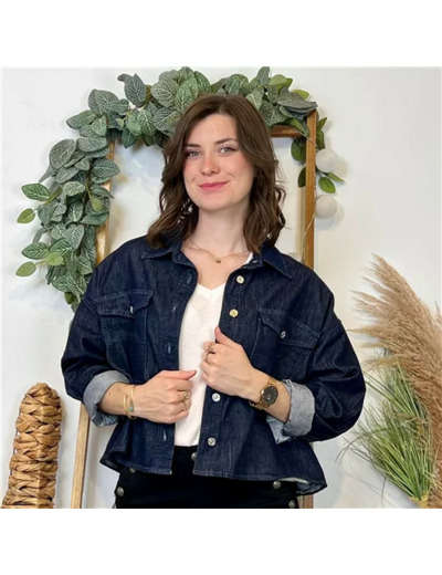 K037- Veste courte «Denim» Coton (Tu) 🇮🇹 (denim)