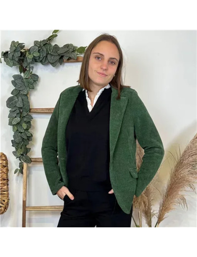 K887- Blazer velour “Italie” (T38-T44) (vert sapin)