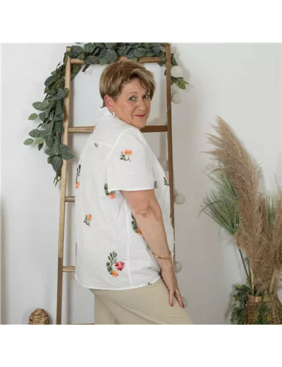 K254- Chemise By One (T40-T48) 🏵️ (blanc)
