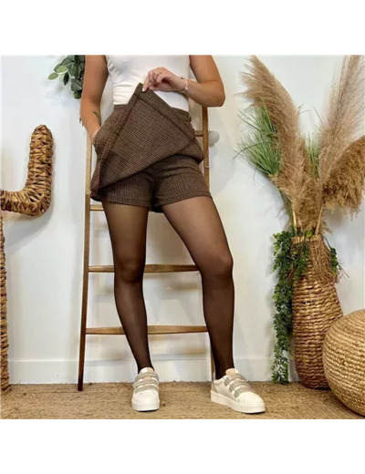 L720- Jupe short "By One" (T36-T40) (marron)