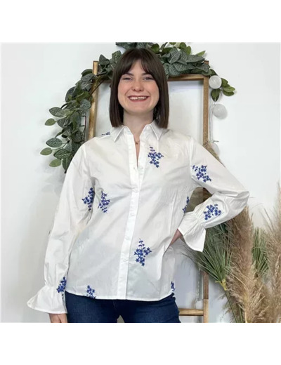 K527- Chemise brodée By One (T36-T40) (blanc)
