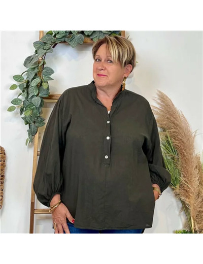 Z135- Blouse Coton unie (Gt) (marron)