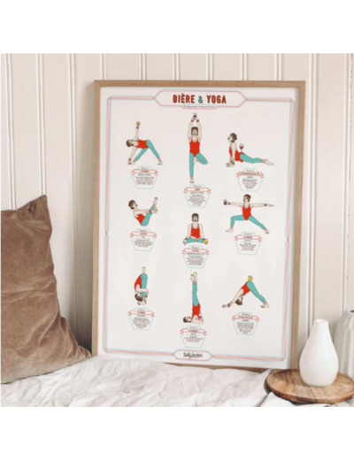 Affiche Bière et yoga homme