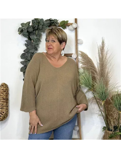 K559- Pull Nid d'Abeille (Gt)  🇮🇹 (taupe)