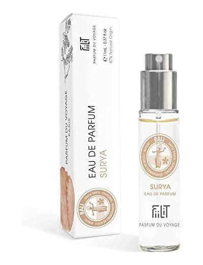 Eau de Parfum SURYA BALI 11 mL - FiiLiT Parfum du Voyage - Mixte - Spray Rechargeable - Fleur de Frangipanier Ylang Ylang Tubéreuse - Floral Oriental
