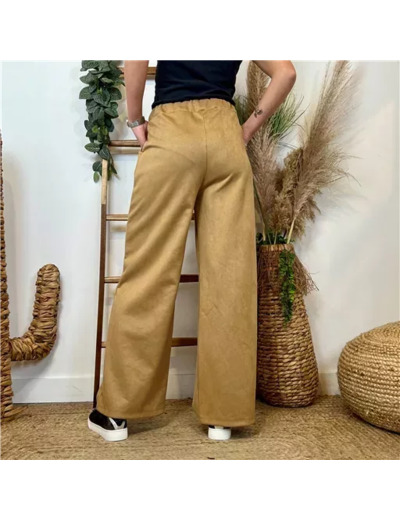 L803-Pantalon Flare suédine (Tu) 🇮🇹 (taupe)