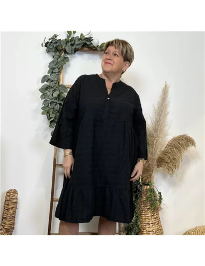 K507- Robe coton délavé C'Mélodie (noir)