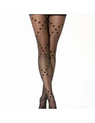 V339- Collants Coeurs losanges (Tu) (noir)