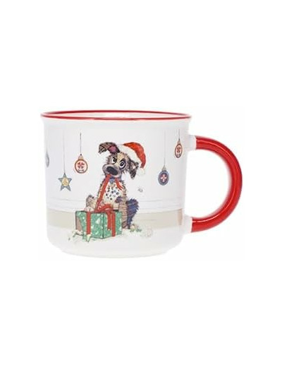 KIUB Mini tasse expresso NOEL - motif chien gentil fetant Noel - porcelaine fine - contenance 125ML et hauteur 6,5CM